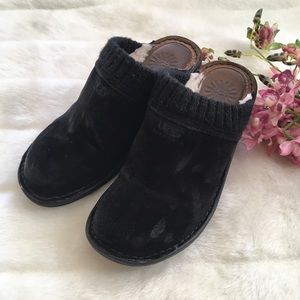 UGG Black Suede Mule Clogs